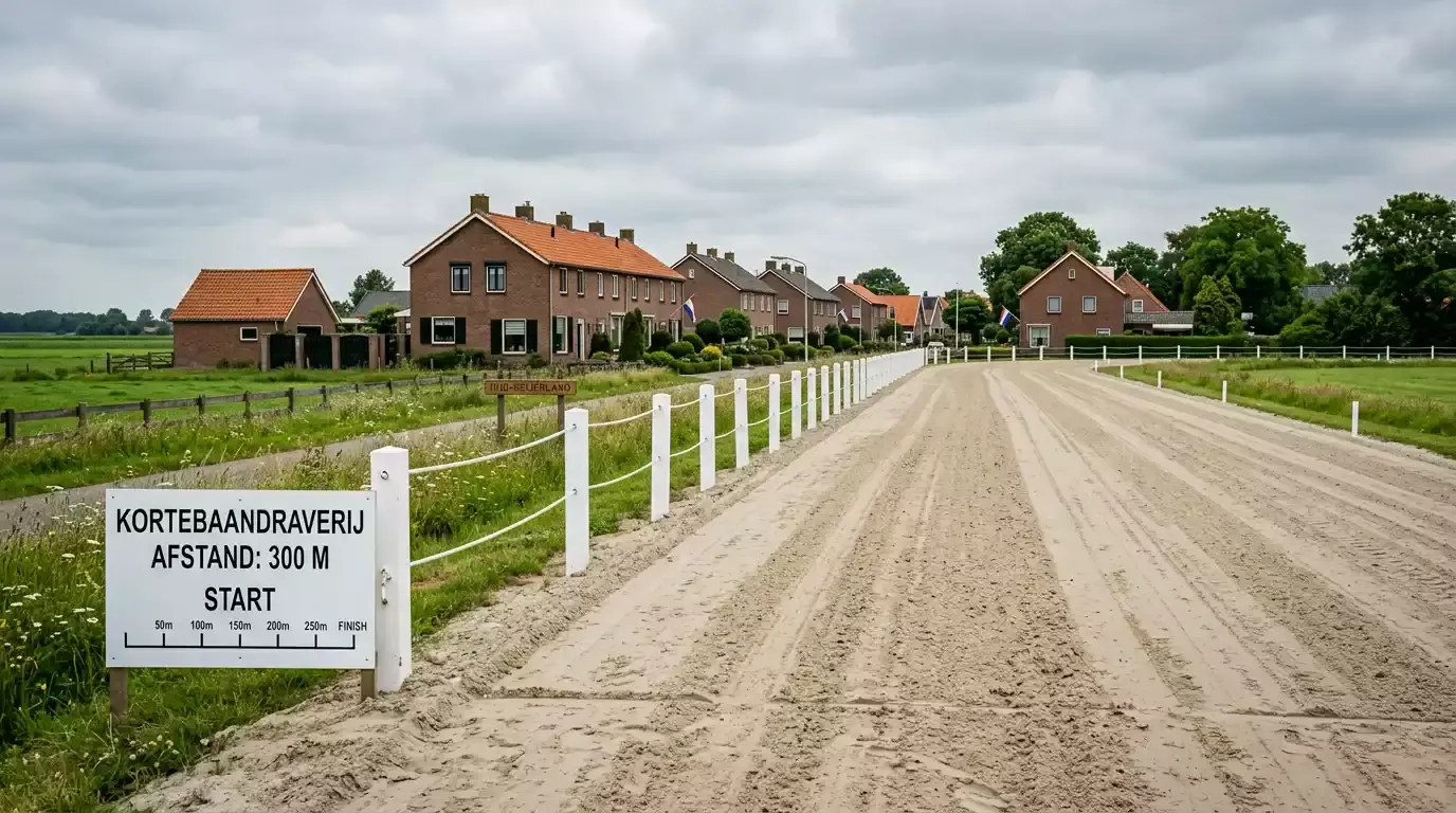 Kortebaan draverij op een traditionele Nederlandse sprintbaan van 300 meter