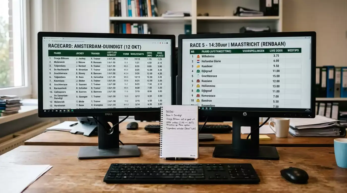 Vergelijking van paardenrace odds bij meerdere bookmakers naast elkaar